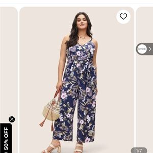 bloomchic floral Belted Pocket Wrap Cami Jumpsuit size 26